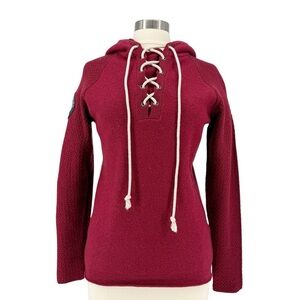 AMUNDSEN 100% Merino Wool Lace Up Hoodie Women's L